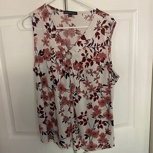 Adrienne Vittadini Floral Blouse - Pink and White